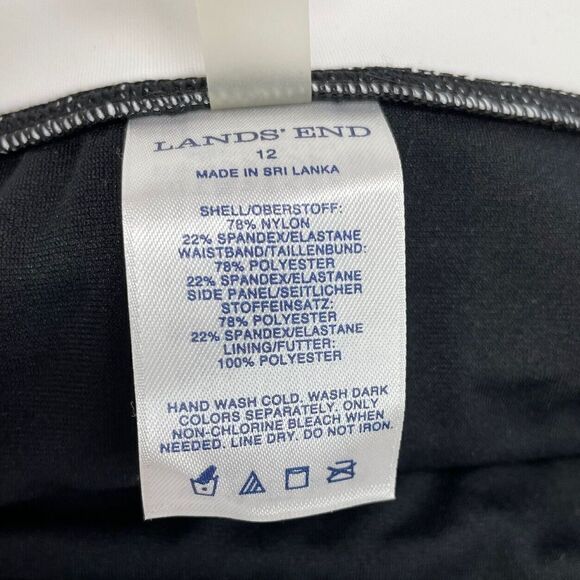 LANDS END Womens Mid-Waist Black White Colorblock Bikini Bottom Swim Suit NEW 12 - Picture 7 of 9